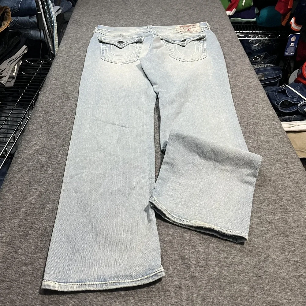 True Religion Ricky Jeans Mens 36x32 Blue Light Wash Relaxed Straight Denim